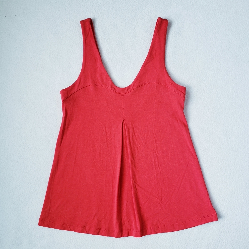 FIG Clothing Red Orange Tank Top Colourblock V-neck Basic